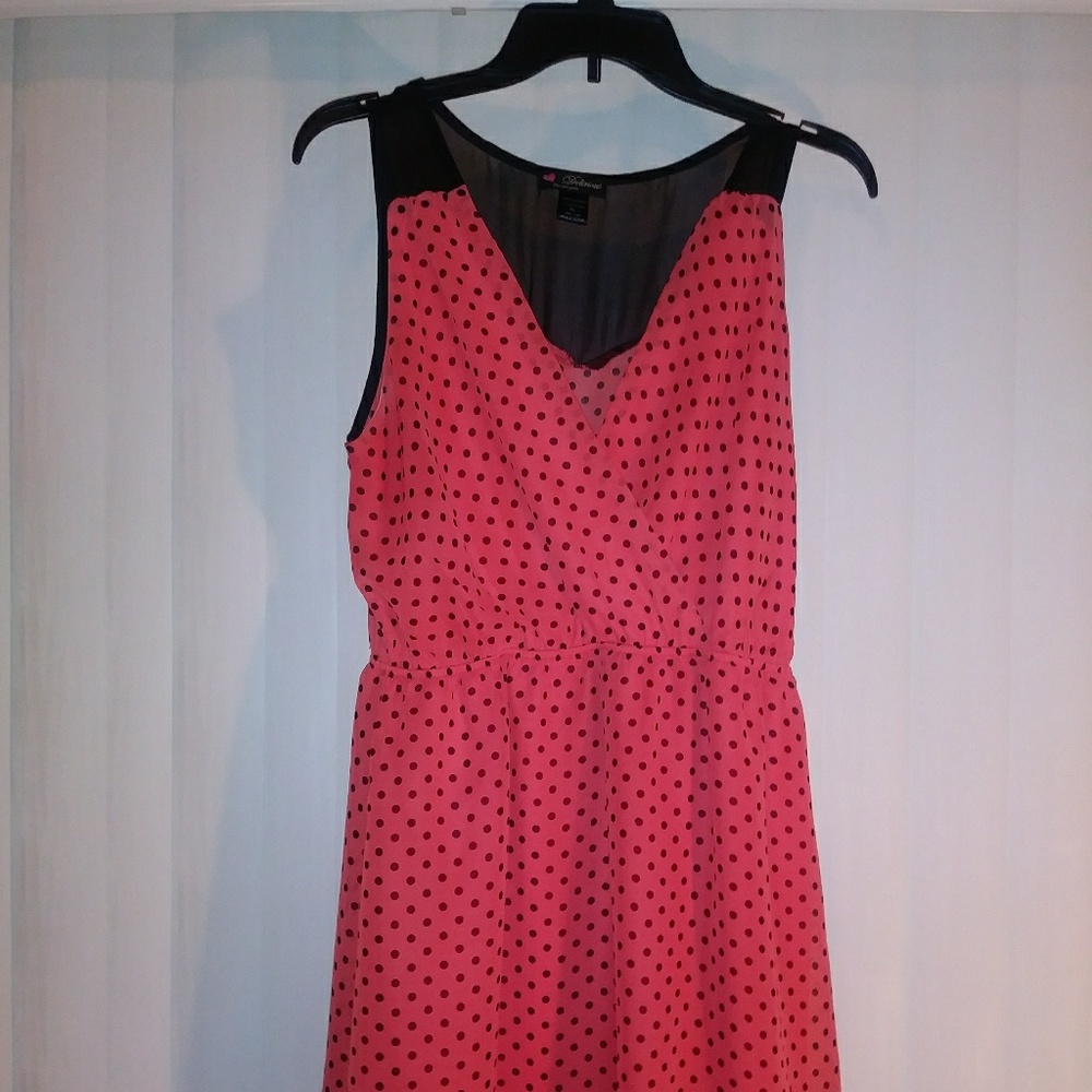 Pretty pink/coral polka-dot dress